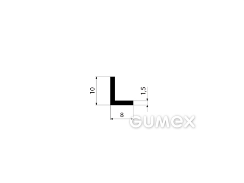 "L" Gummiprofil, 10x8/1,5mm, 70°ShA, EPDM, -40°C/+100°C, schwarz, 